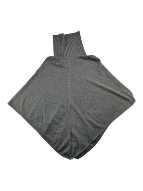 Ann Taylor 100% Cashmere Grey Turtleneck Women Poncho Cape M/L Layering Sweater